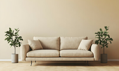 Modern Interior Living Room with Scandinavian Design and Natural Lighting 3D Render