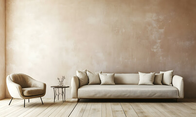 Modern Interior Living Room with Scandinavian Design and Natural Lighting 3D Render