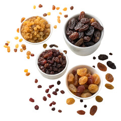 Raisins Types, Benefits Uses of Dried Grapes isolated on white background