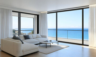 Modern Interior Living Room with Scandinavian Design and Natural Lighting 3D Render