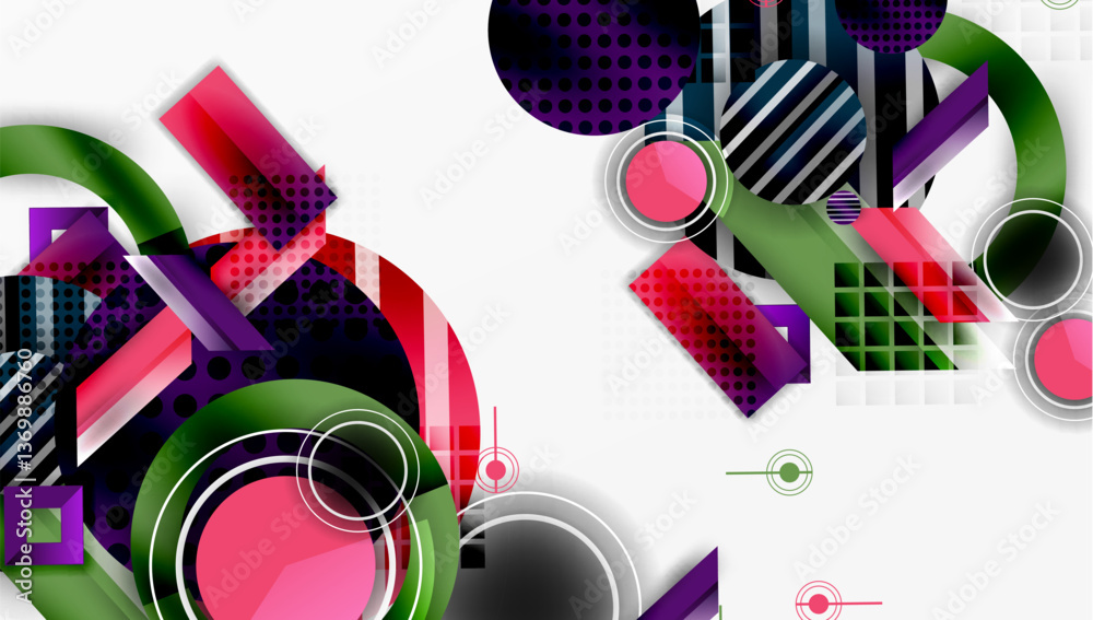 Poster abstract design with layered geometric shapes