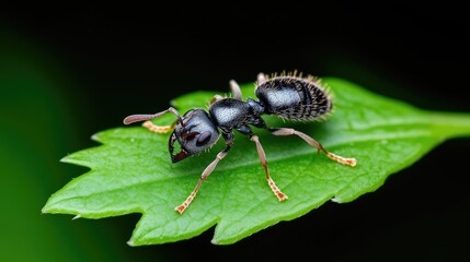 Naklejka premium Close-up of an ant on a leaf