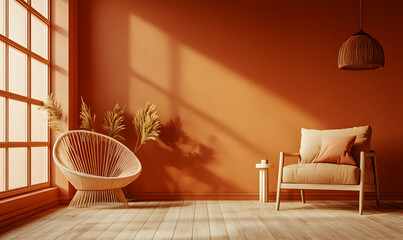 Modern Interior Living Room with Scandinavian Design and Natural Lighting 3D Render