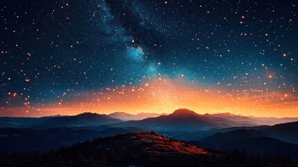 Fototapeta premium Starry Night Over Majestic Mountains