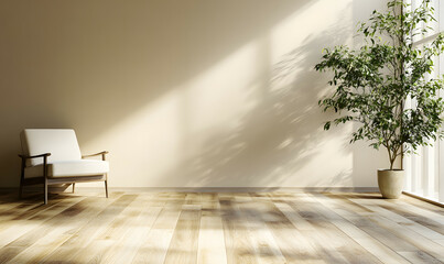 Modern Interior Living Room with Scandinavian Design and Natural Lighting 3D Render