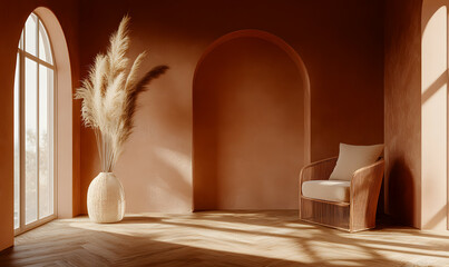 Modern Interior Living Room with Scandinavian Design and Natural Lighting 3D Render