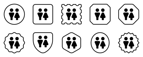 Editable couple, unisex restroom vector icon. Part of a big icon set family. Perfect for web and app interfaces, presentations, infographics, etc
