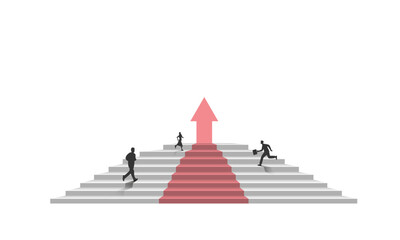 A man runs up the ladder to his success.
The concept of successful business economic growth
and career advancement. Vector image