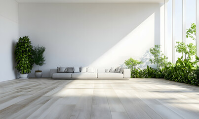 Modern Interior Living Room with Scandinavian Design and Natural Lighting 3D Render
