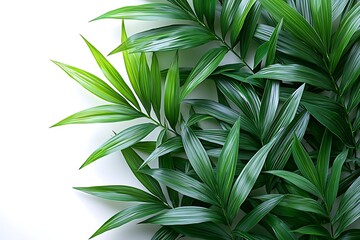 Lush Green Leaves Isolated on Pure White Background for Natural and Fresh Design Concepts
