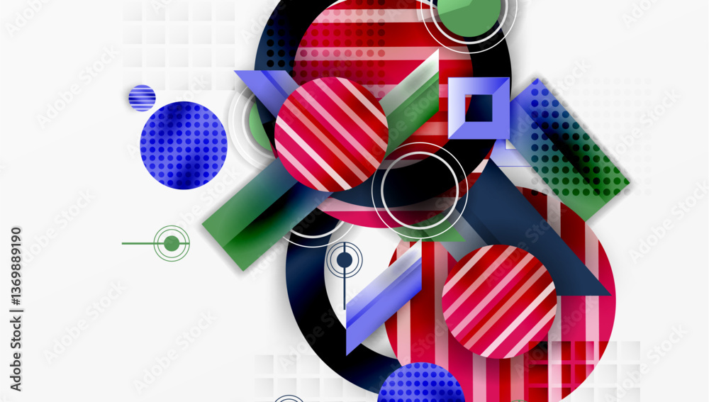 Poster abstract design with layered geometric shapes