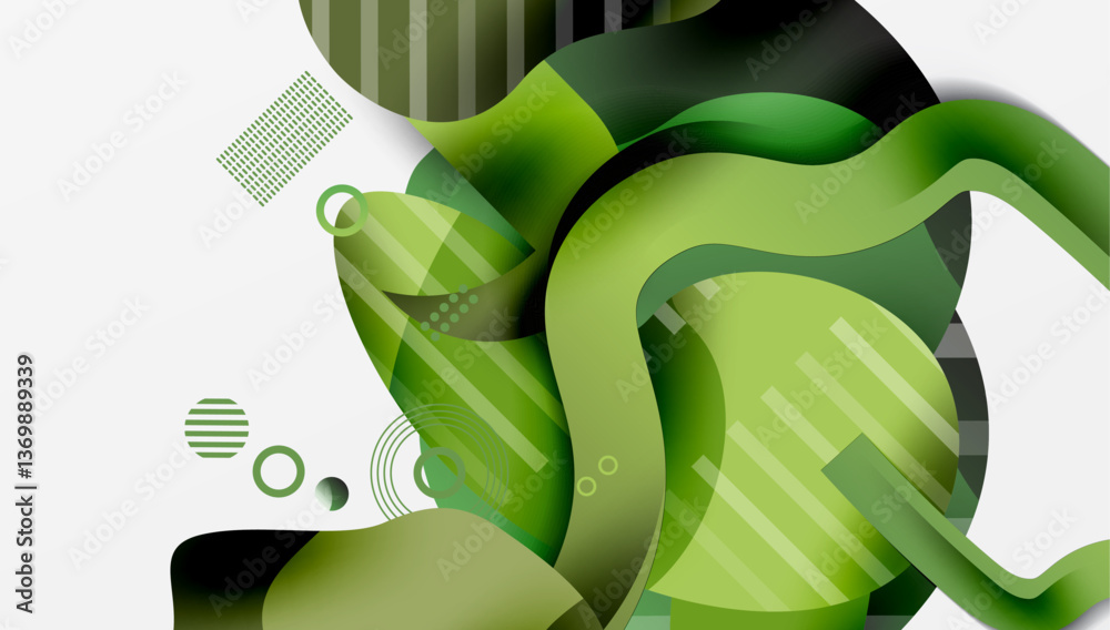 Poster Abstract background - Lines circles and liquid shapes