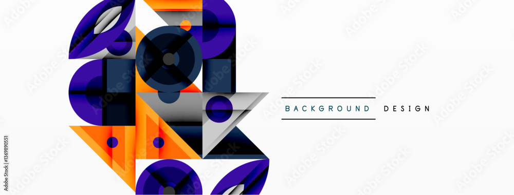 Aufkleber Dynamic geometric composition with sharp angles, circular forms, and gradient colors