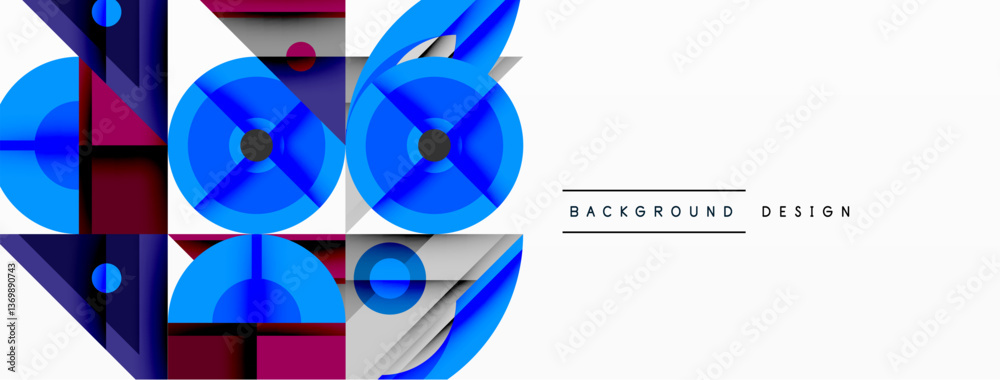 Poster Dynamic geometric composition with sharp angles, circular forms, and gradient colors