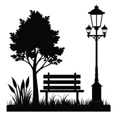 Park Bench Silhouettes EPS Park Bench Vector Park Bench Clipart