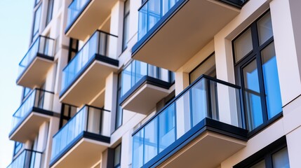 Modern Apartment Building with Glass Balconies