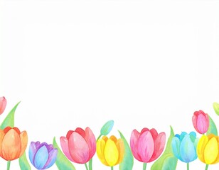 カラフルなチューリップのコピースペースのあるイラスト