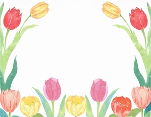 チューリップの春っぽい柔らかなイラスト