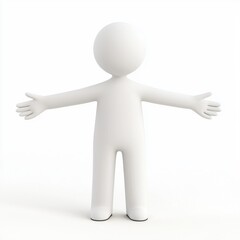 Simple 3D Character with Outstretched Arms on White Background