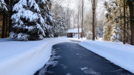 Fototapeta premium Serene Winter Scene with Snow-Covered Trees