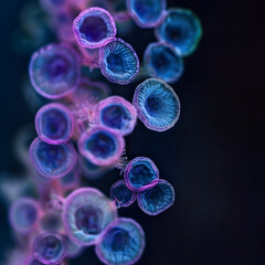 Intricate Microcosm: Dynamic Display of Zygospore Fungi Lifecycle in High-Magnification View