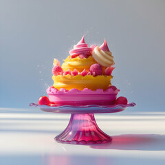 cake with cream and cherry