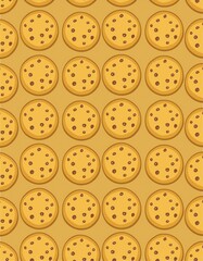 Fototapeta premium チョコチップクッキーが並んでいるパターンの背景
