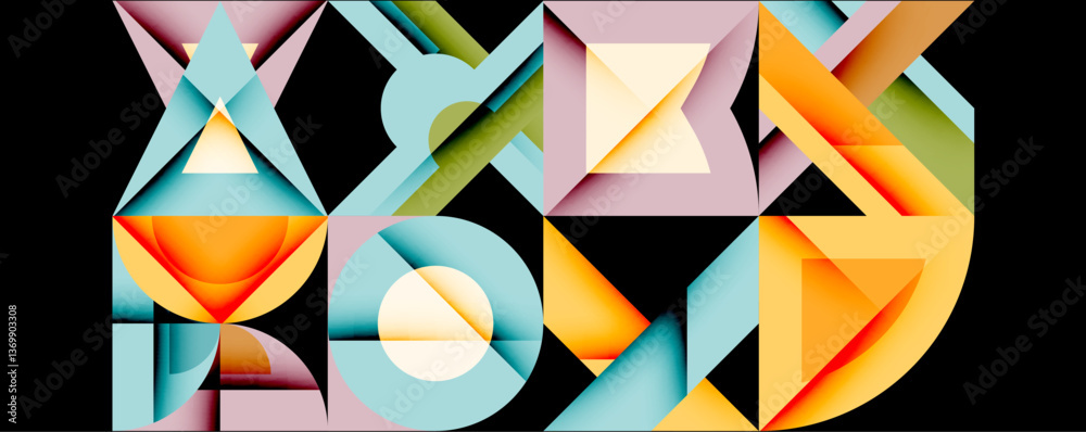 Aufkleber Minimal geometric abstract background. Circle square and triangle design