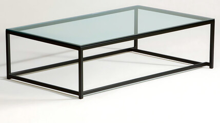 A black glass coffee table with a clear top