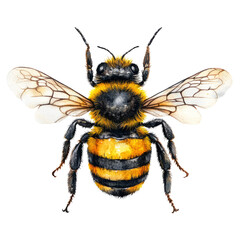 Fototapeta premium Detailed Illustration of a Bee with Vibrant Colors on Transparent Background