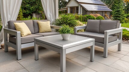 Fototapeta premium Stylish Outdoor Furniture Set with Modern Design for Relaxation