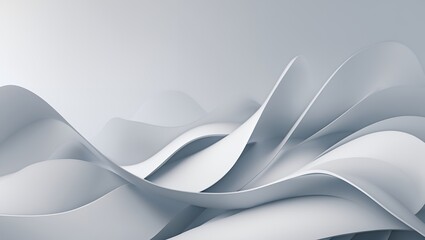 Fototapeta premium Abstract white undulating paper ribbons, flowing and elegant