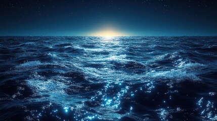 Fototapeta premium Ocean Twilight: A Serene Night at Sea