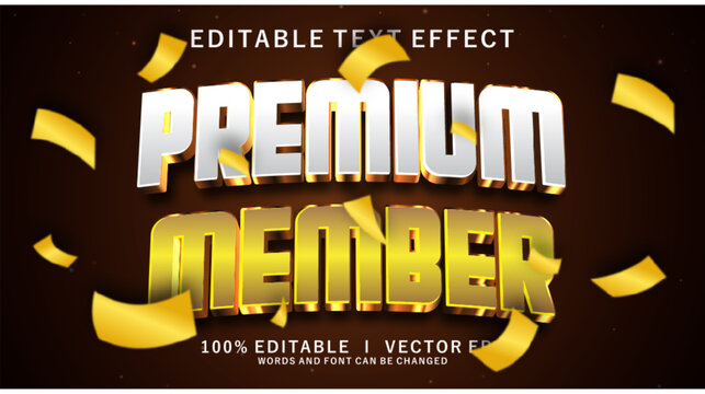 premium member 3d vector text effect with modern style design