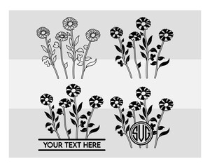 Field Flowers svg, Wildflower Svg, ield Flowers silhouette, Field Flowers Svg, Flowers Svg, Daisy Svg, Daisies Svg, wild flower svg, stay wild svg, Flower Field Svg, Wildflower Monogram, Circle