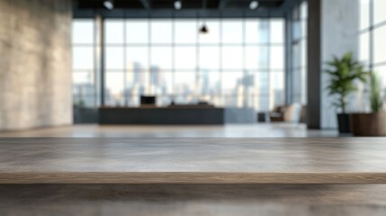 Fototapeta premium Empty conference room table with a blurred office background.