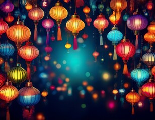 Fototapeta premium 光が美しい提灯のイラスト