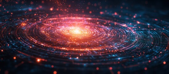 Obraz premium Abstract cosmic swirl, energy flow, dark background, digital art, website header