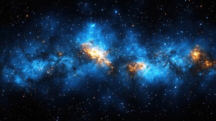 Naklejka premium Cosmic Nebula: Celestial Symphony of Blue and Orange