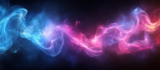 Abstract cosmic swirls, pink blue nebula, dark background, website banner