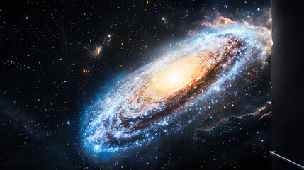 Obraz premium Spiral Galaxy in Deep Space Cosmic Dust and Vibrant Nebulae