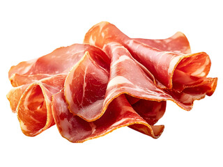 Artisanal prosciutto ham slices with a smooth texture and deep red color