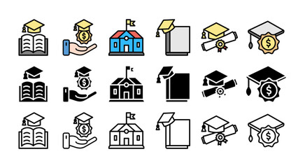SCHOLARSHIP.icon set with multiple style standard, compliance, guideline, rule, procedure, law and constraint 