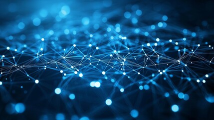 Obraz premium Abstract Digital Connections in Blue and Black Backgrounds for Technology