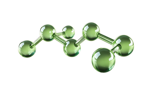 green molecule structure 3d render icon isolated on transparent background cutout