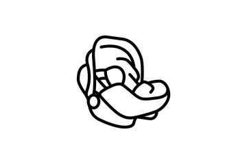 Baby car seat vector icon isolated on white background. Outline, thin line baby car seat icon for website design and mobile, app development. Thin line baby car seat outline icon vector illustration
