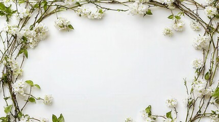 Fototapeta premium White Flowers Frame on White Background