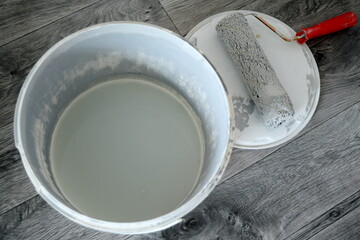 Water-based paint and roller