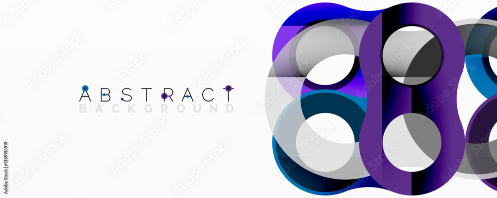 Aufkleber Abstract geometric pattern with interlocking circular and tubular shapes featuring smooth gradients, sharp contrasts, and dynamic layering