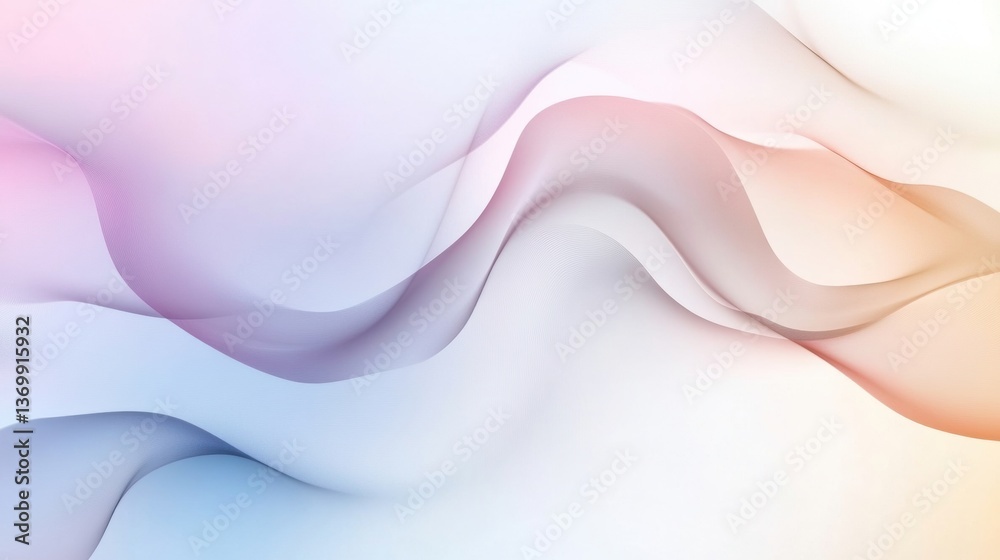 Leinwandbilder soft flowing white curves on a pastel gradient create an elegant minimalist backdrop for modern desi